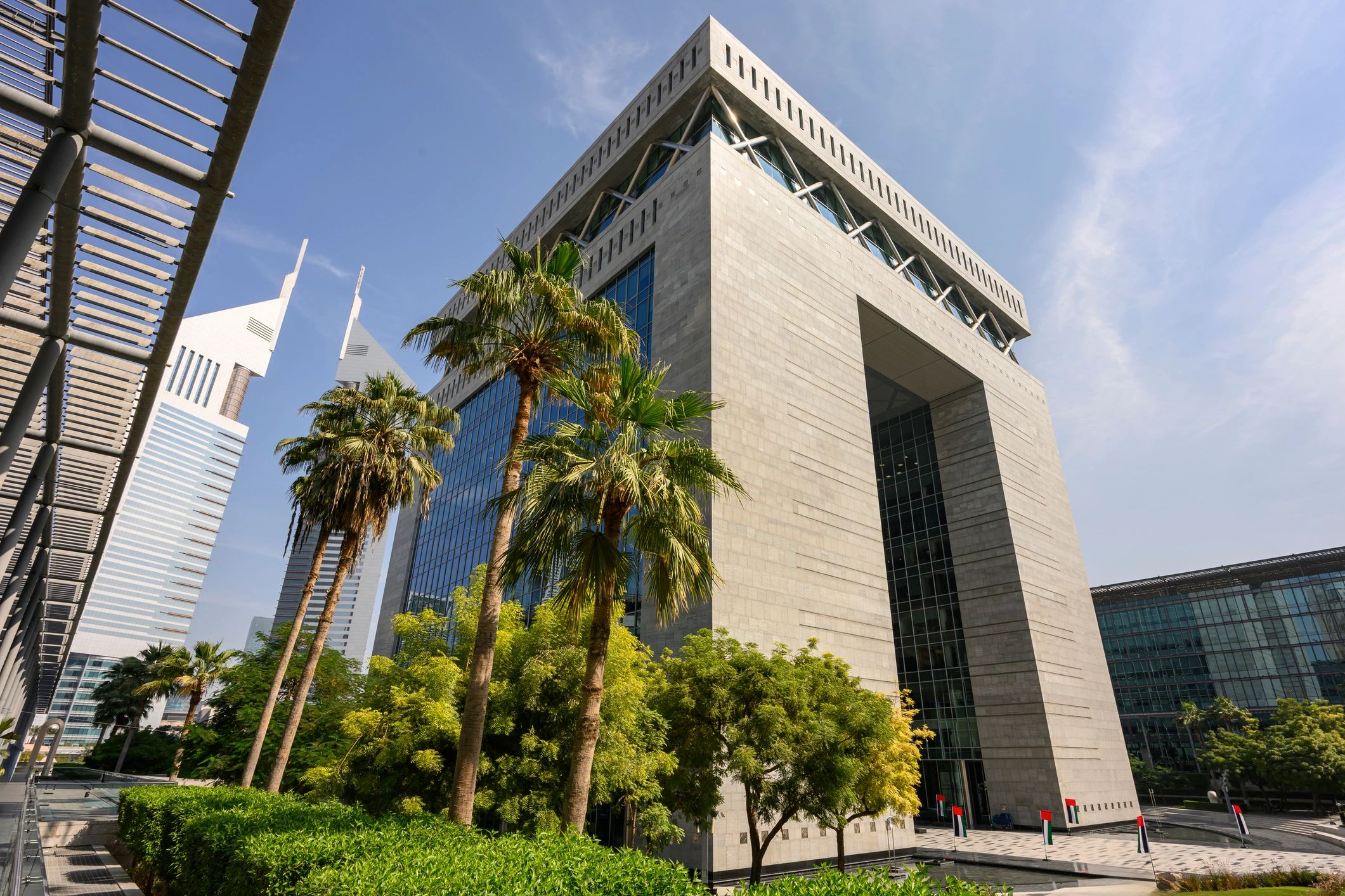 Modern financial district office building